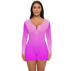Gradient Pink - Pastel Yellow Pink Rosa Long Sleeve Boyleg Swimsuit by 2607694c