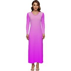 Gradient Pink - Pastel Yellow Pink Rosa Long Sleeve Longline Maxi Dress by 2607694c