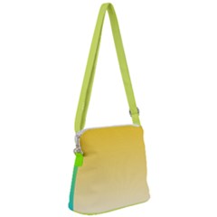Gradient  Green, Yellow Zipper Messenger Bag by 2607694c