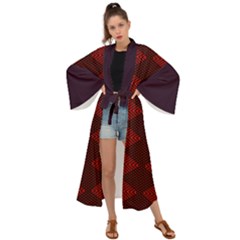 Pattern Rot Schwarz Maxi Kimono by dedoma