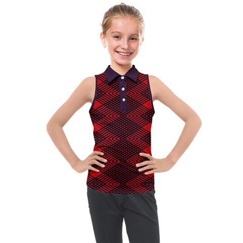 Pattern Rot Schwarz Kids  Sleeveless Polo T-shirt by dedoma