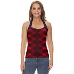 Pattern Rot Schwarz Basic Halter Top by dedoma