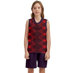 Pattern Rot Schwarz Kids  Basketball Mesh Set by dedoma