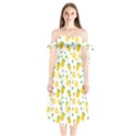Illustrations Lemon Citrus Fruit Yellow Shoulder Tie Bardot Midi Dress View1