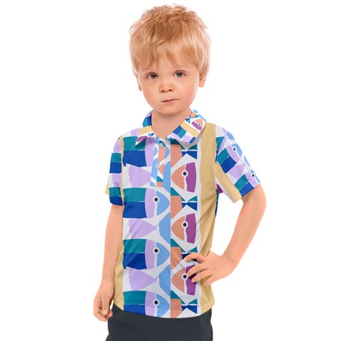 Illustrations Of Fish Texture Modulate Sea Pattern Kids  Polo T-shirt by anzea