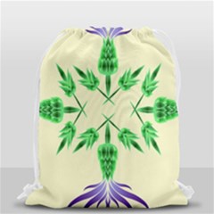 Thistle Flower Purple Thorny Flora Drawstring Bag (small) by Bajindul