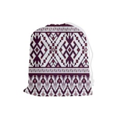 Illustration Ukrainian Folk Seamless Pattern Ornament Drawstring Pouch (large) by Proyonanggan