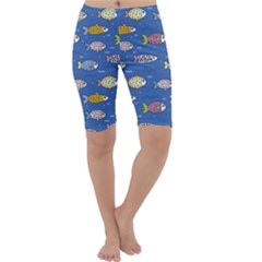 Sea Fish Blue Submarine Animal Cropped Leggings  by Proyonanggan