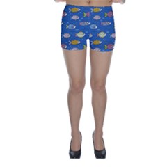 Sea Fish Blue Submarine Animal Skinny Shorts by Proyonanggan