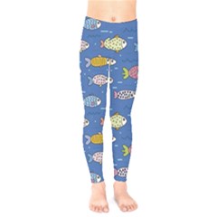 Sea Fish Blue Submarine Animal Kids  Leggings by Proyonanggan