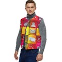 Colorful 3d Social Media Men s Button Up Puffer Vest	 View3