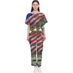 Usa United States Of America Images Independence Day Batwing Lightweight Chiffon Jumpsuit by Ket1n9