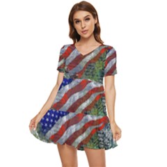 Usa United States Of America Images Independence Day Tiered Short Sleeve Babydoll Dress by Ket1n9