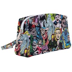 Vintage Horror Collage Pattern Wristlet Pouch Bag (large) by Ket1n9