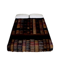 Old Bookshelf Orderly Antique Books Fitted Sheet (full/ Double Size) by Ravend