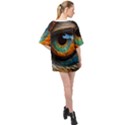 Eye Bird Feathers Vibrant Oversized Chiffon Top View2