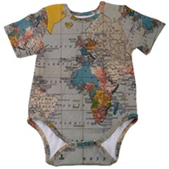 Vintage World Map Baby Short Sleeve Bodysuit by Loisa77