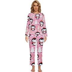 Cute Penguin Pattern Womens  Long Sleeve Lightweight Pajamas Set by Loisa77