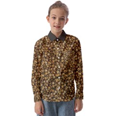 Floral Fusion Print Kids  Long Sleeve Shirt by dflcprintsclothing