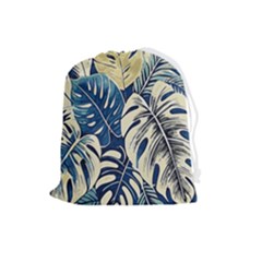 Abstract Art Tropical Leaves Drawstring Pouch (large) by Valentinaart