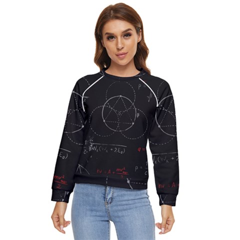 Math Board Circuit Circuits Computer Shield Tech Technology Women s Long Sleeve Raglan T-shirt by Loisa77