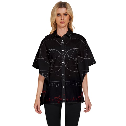 Math Board Circuit Circuits Computer Shield Tech Technology Women s Batwing Button Up Shirt by Loisa77