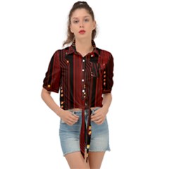 Red Circuit Board Texture Red Circuit Digital Texture Circuit Board Red Technology Tie Front Shirt  by Loisa77