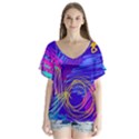 Seamless Vintage Pattern Retro 80s Or 90s Style Abstract V-Neck Flutter Sleeve Top View1