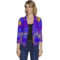 Seamless Vintage Pattern Retro 80s Or 90s Style Abstract Women s Casual 3/4 Sleeve Spring Jacket by Loisa77
