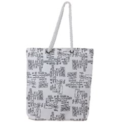 Blackboard Algorithms Black And White Pattern Full Print Rope Handle Tote (large) by dflcprintsclothing