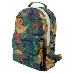 Illustrations Color Cat Flower Abstract Textures Orange Flap Pocket Backpack (small) by anzea