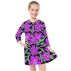 Flowers Nature Bloom Flora Bouquet Kids  Quarter Sleeve Shirt Dress by Loisa77