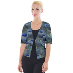 Peacock Feathers Details Cropped Button Cardigan by Loisa77