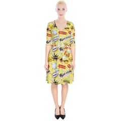 Cartoon Comics Pattern Wrap Up Cocktail Dress by Loisa77