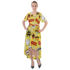 Cartoon Comics Pattern Front Wrap High Low Dress by Loisa77