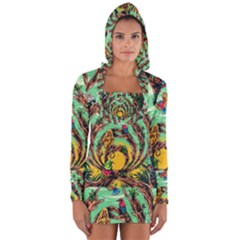 Monkey Tiger Bird Parrot Forest Jungle Style Long Sleeve Hooded T-shirt by Grandong