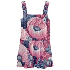 Vintage Floral Poppies Kids  Layered Skirt Swimsuit by Grandong