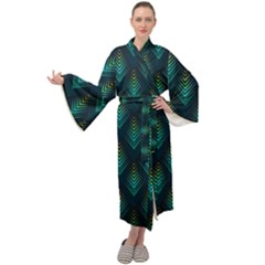 Peacock Texture 3d Pattern Peacock Texture Maxi Velvet Kimono by Loisa77