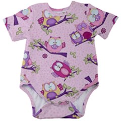 Owls Bird Animal Pattern Baby Short Sleeve Bodysuit by Loisa77