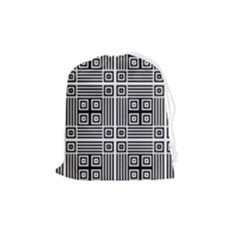 Squares Inside Background Checkered Contemporary Effect Electronic Futuristic Graphic Illusion Modern Drawstring Pouch (medium) by Loisa77