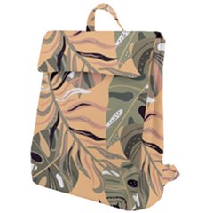 Leaves Monstera Picture Print Pattern Flap Top Backpack by Ravend