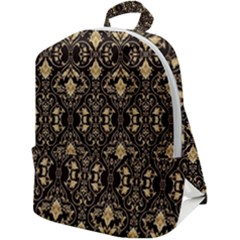 Vintage Batik Art Architecture Pattern Zip Up Backpack by Ravend