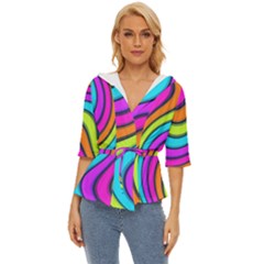 Swirl Twirl Design Pattern Waves Lightweight Drawstring Hooded Top by Loisa77