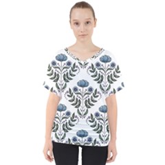 Flower Seamless Pattern Victorian V-neck Dolman Drape Top by Loisa77