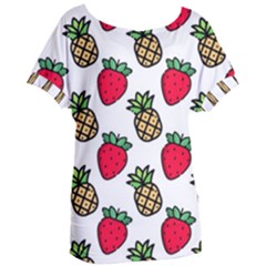 Strawberries Pineapples Fruits Women s Oversized T-shirt by Loisa77