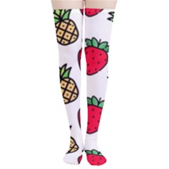 Strawberries Pineapples Fruits Thigh High Stockings by Loisa77