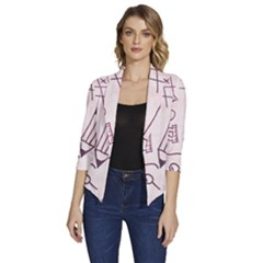 Background Pattern Doodle Wallpaper Women s Draped Front 3/4 Sleeve Shawl Collar Jacket by Loisa77