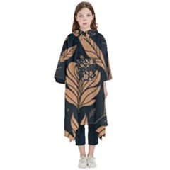 Background Pattern Leaves Texture Kids  Hooded Rain Ponchos by Loisa77