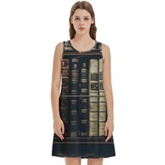 Antique Vintage Old Book Round Neck Sleeve Casual Dress With Pockets by Perong