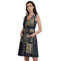 Antique Vintage Old Book Sleeveless Dress With Pocket by Perong